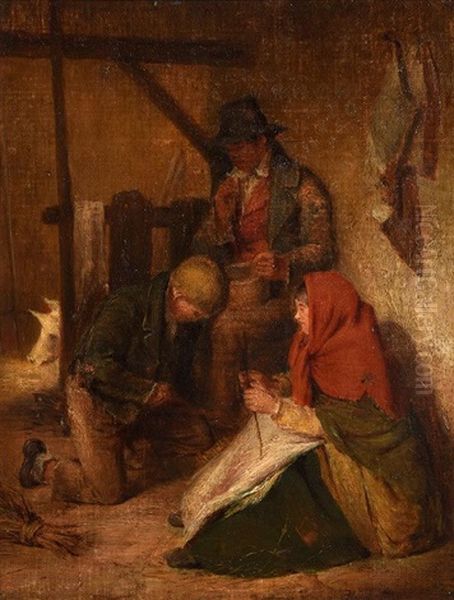 Interior Of A Barn With Three Figures - view 1
