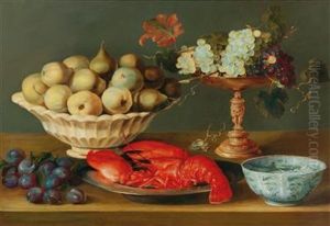 Still Life With A Lobster by Jacob Foppens Van Es: