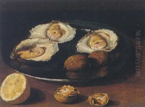 Still Life With Oysters And Walnuts by Jacob Fopsen van Es