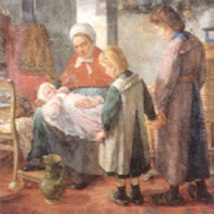 La Toilette Du Nouveau-ne by Edouard (Egide) van Esbroeck