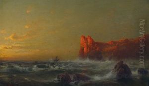 Tosende See Vor Der Bretonischen Kuste Im Abend Tosende See Vor Der Bretonischen Kuste Im Abend