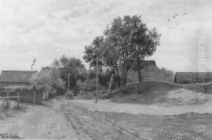 Das Dorf Born An Der Ostsee Mit Pferdefuhrwerk by Hermann Eschke