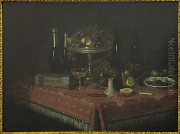 Still Life With Wine, Cigars And Fruit - view 1