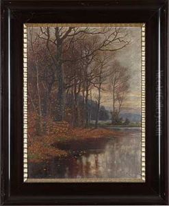 Herbstliches Flussufer by Elmar von Eschwege
