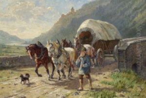 Bauer Mit Pferdefuhrwerk by Elmar von Eschwege