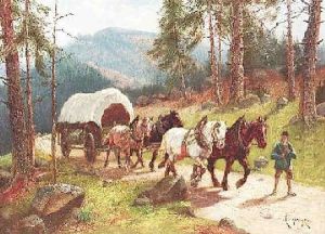 Vierspanniges Botenfuhrwek Im Oberharz by Elmar von Eschwege