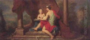 Hermes Und Putto In Einer Landschaft by Joseph Esperling