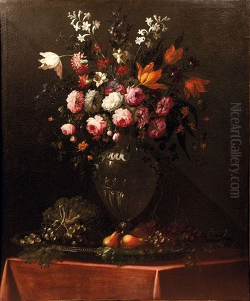 Bouquet De Fleurs Aux Fruits Et Bouquet De Fleurs Aux Noisettes Et Au Verre (pair) - view 1