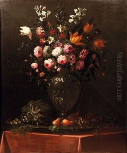 Bouquet De Fleurs Aux Fruits Et Bouquet De Fleurs Aux Noisettes Et Au Verre (pair)