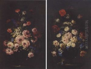 Bouquet De Fleurs Sur Un Entablement