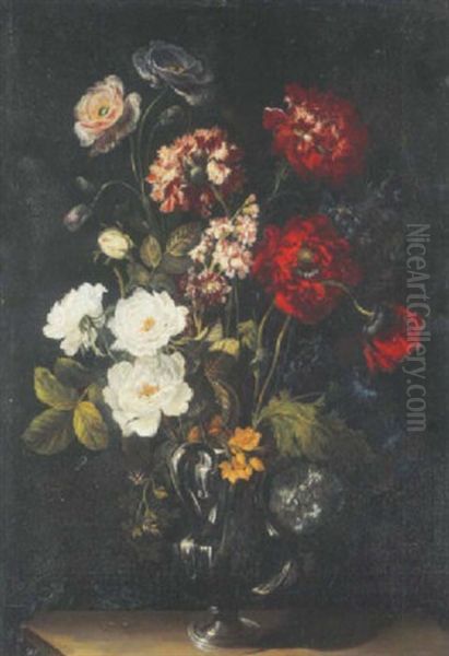 Fleurs Dans Un Vase En Verre - view 1
