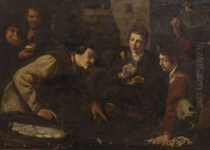 Tres Hombres Comiendo Pinones En Una Plaza