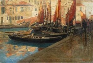 An Einem Kanal In Murano Bei Veneditg