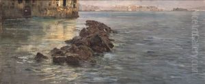 Marina Di Napoli Con Palazzo Donn'anna Sullo Sfondo by Gaetano Esposito