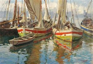 Kleiner Hafen Mit Segelschiffen