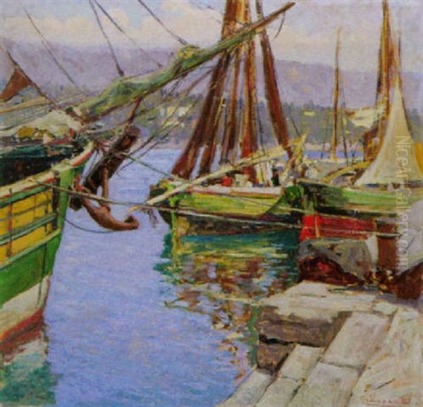 Ankernde Fischerboote Im Hafen - view 1