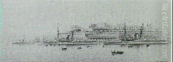 Battlecruisers Lying In Valetta Harbour, Malta - view 1