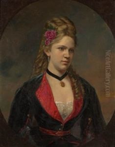 Retrato De Dama Con Flor