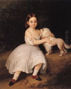 La Nina Dona Concepcion Sola Garrido Con Su Perrito by Antonio Maria Esquivel Suarez de Urbina