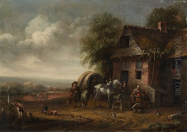 Landscape With A Farmhouse And Resting Travellers - view 1