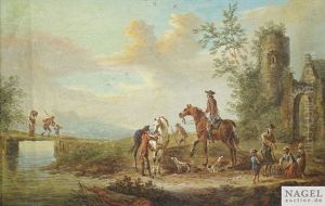 Rastende Jagdreiter An Einer Ruine by Cornelisz van Essen
