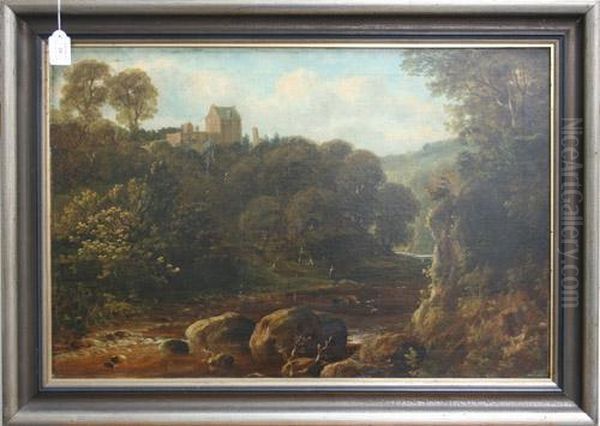 Landscape With An Angler By A River - view 1
