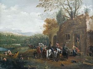Rastende Reiter Vor Einem Wirtshaus by Cornelisz van Essen