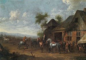Rastende Reiter Vor Einem Wirtshaus by Cornelisz van Essen