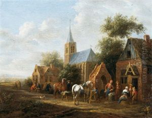 Rastende Reiter Vor Einem Wirtshaus by Cornelisz van Essen