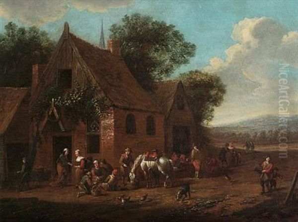 Peasants And Travellers Resting Outside An Inn - view 1
