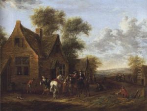 Rastende Reiter Vor Einer Schenke by Cornelisz van Essen