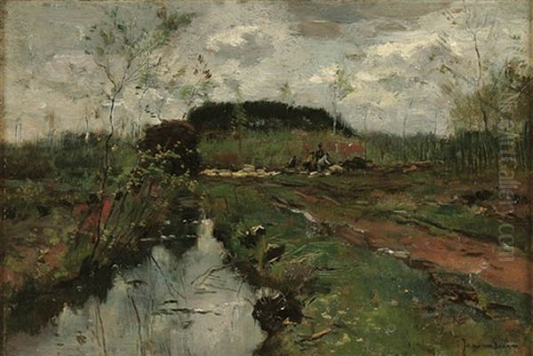 Workers In An Impressionistic Landscape - view 1