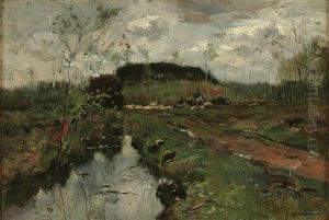 Workers In An Impressionistic Landscape by Jan Van Essen