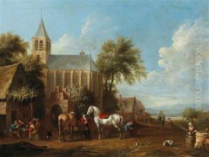 Horsemen Resting Outside A Tavern