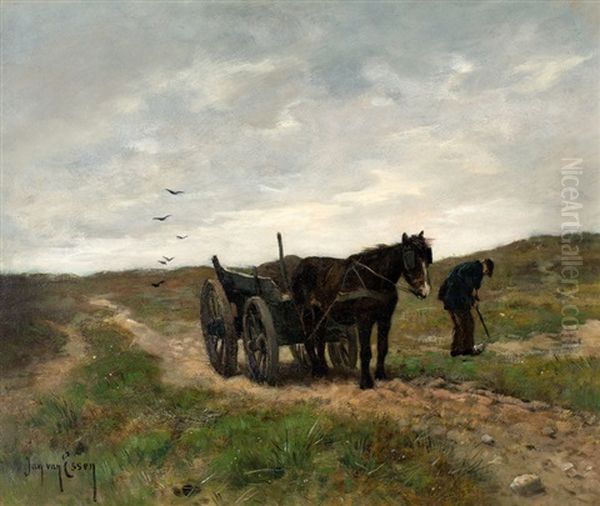 Boer Met Paard En Wagen In Duinlandschap - view 1