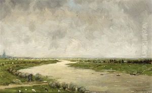 A River Landscape by Johannes Cornelis van Essen