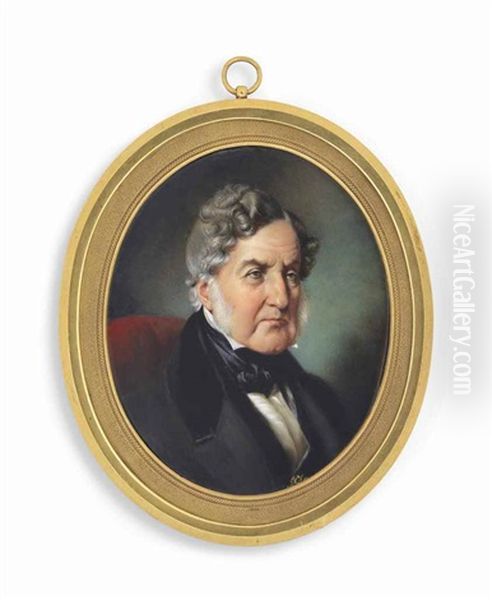 Louis Philippe I (1773-1850), King Of The French 1830-1848, In Black Coat And Stock, Wearing A Jewelled Pin At His Chest (after Edouard Louis Dubufe) - view 1