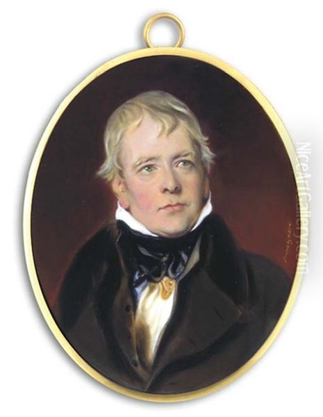 Sir Walter Scott (1771-1832), In Brown Coat And Waistcoat, White Shirt And Black Cravat, Forward Combed Grey Hair - view 1