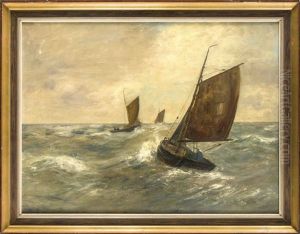 Drei Segler Auf See by Alexander Essfeld