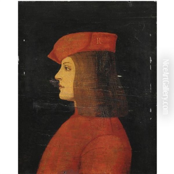 Ritratto Maschile Di Profilo In Abito E Berretto Rosso - view 1
