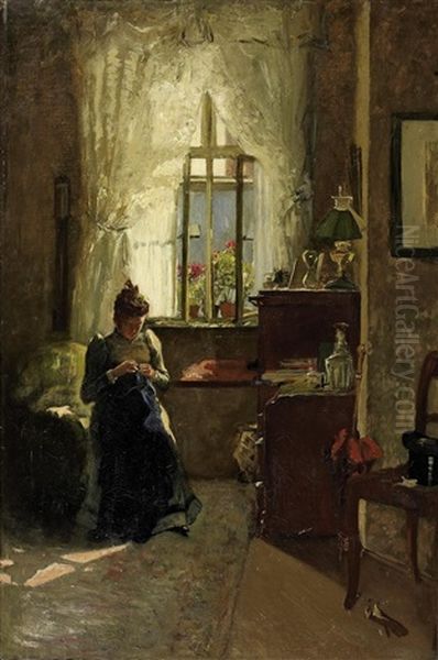 Nahende Junge Frau Am Fenster - view 1