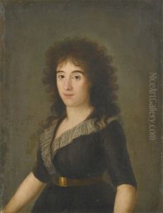 Portrait Of The Second Condesa De Castroterreno, Half-length by Agustin Esteve Y Marques