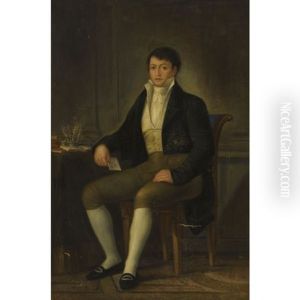 Portrait Of Don Diego De Colon, Seated In A Study Interior by Agustin Esteve Y Marques