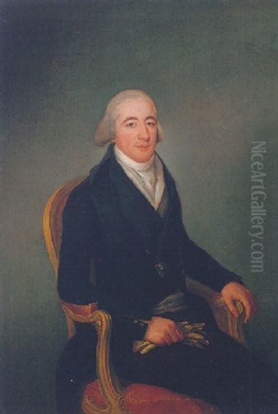 Portrait Of A Gentleman Seated In A Chair Holding His Gloves On His Lap And Wearing The Order Of Charles Iii Of Spain - view 1