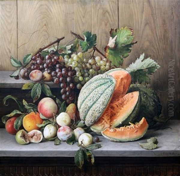 Still Life Of Fruit On A Ledge - view 1