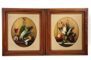Trompe L'oeil Still Lifes Of Game Birds (pair) by Giovanni Estienne