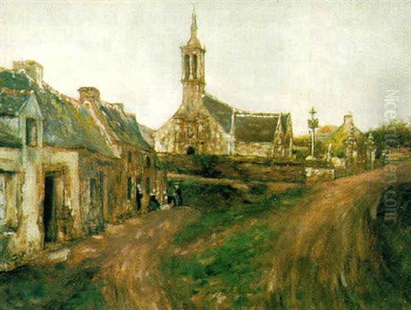 La Route Et L'eglise De Braspart - view 1