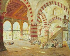 Ecole Dans Une Mosquee Au Caire by Henry d' Estienne