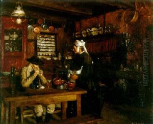 Diner Dans Un Interieur Breton by Henry d' Estienne
