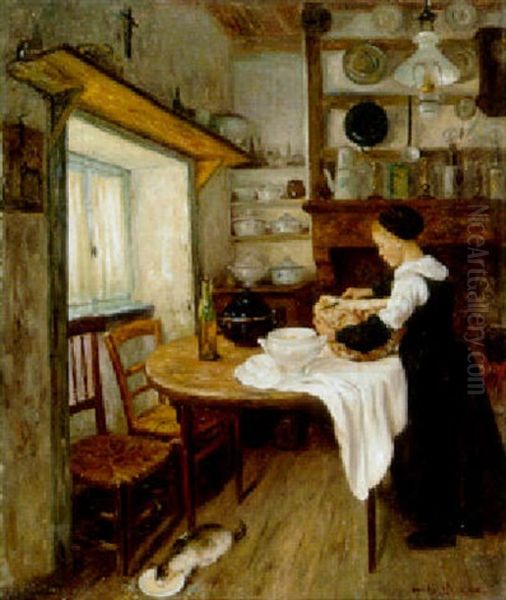 Fillette Preparant Le Repas - view 1